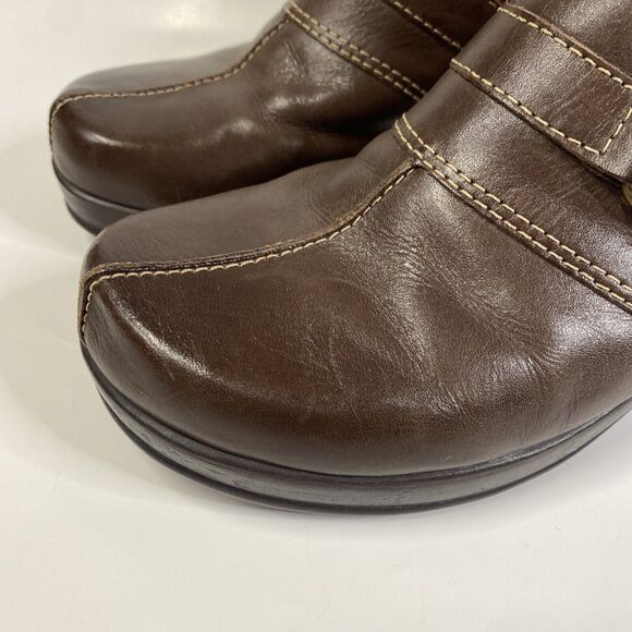 Naturalizer Brown Leather Clogs Women's Sz 10M Lial Mules S110 Metal Accents - Picture 5 of 15